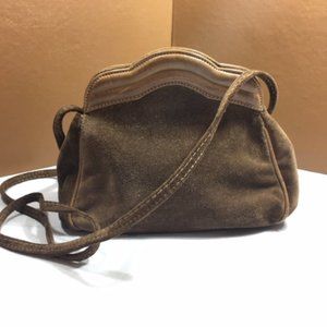 VTG Brown Suede Danielle Nicole Purse Shoulder Crossbody Purse Italy 7"x7" GUC